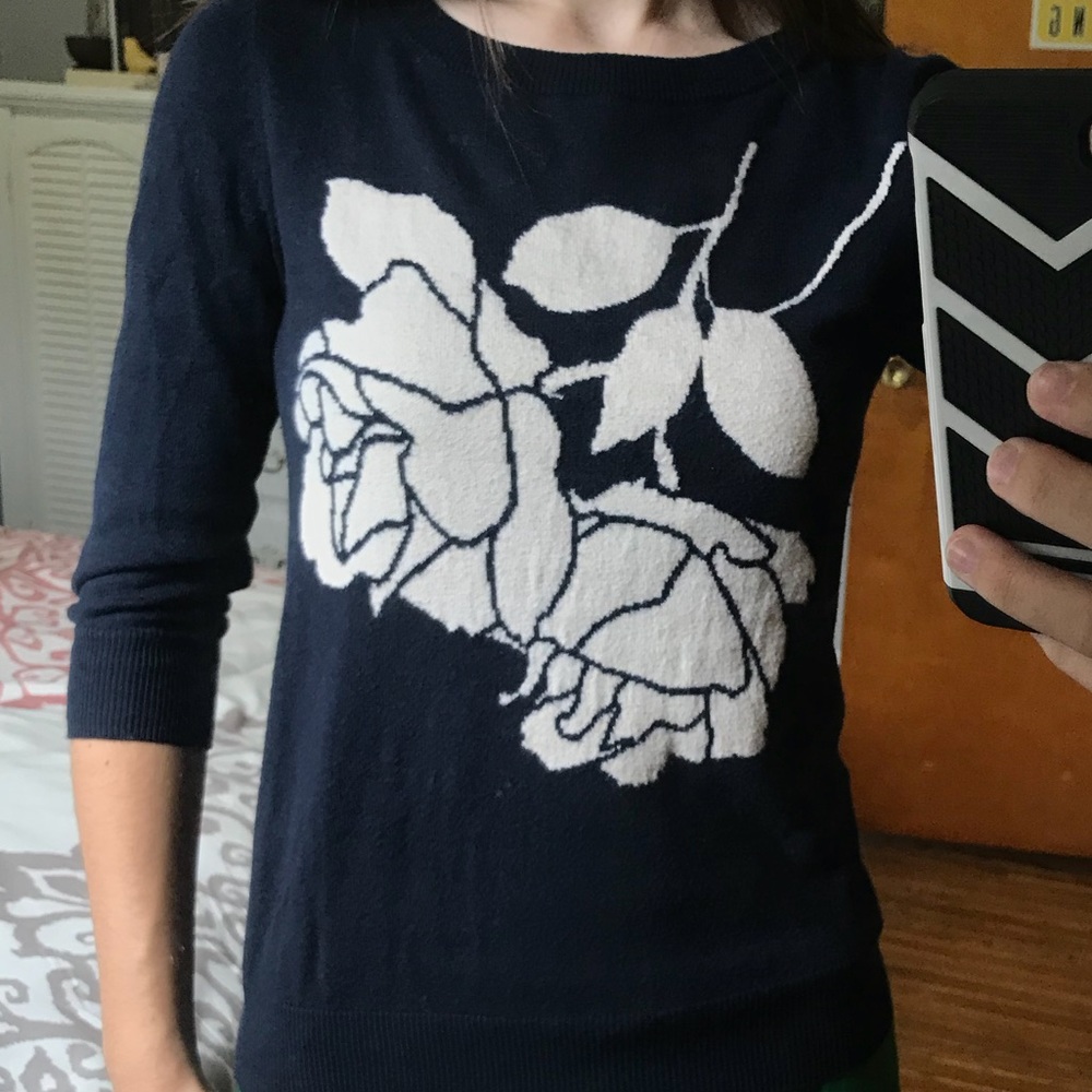 Navy sweater.